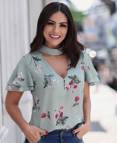 Blusa Floral Gola