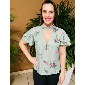 Blusa Floral Gola