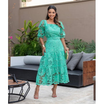 VESTIDO RENDA VERDE.